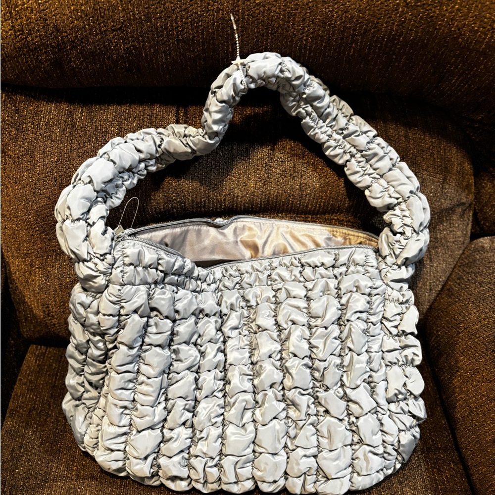 No Boundaries Silver Textured Shoulder Bag